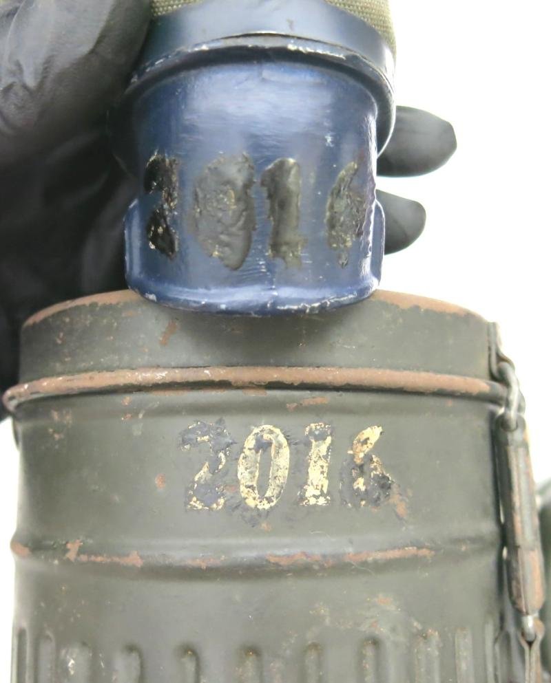 German Wehrmacht Combat GM38 Gas Mask Set, Typical Late War Mixed Parts Made Set, Part I Of II. — image 4