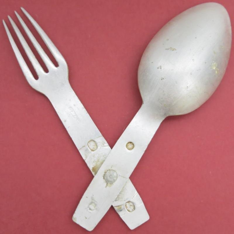 German Wehrmacht Göffel Folding Spoon And Fork Aluminium Made G&CL 40. — image 5