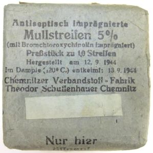 German Wehrmacht Medical Mullstreifen 5% Theodor Schuffenhauer Chemnitz 12. 9. …