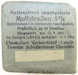 German Wehrmacht Medical Mullstreifen 5% Theodor Schuffenhauer Chemnitz 12. 9. …