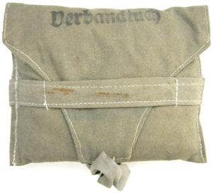 German Wehrmacht Medical Verbandtuch Scarf In White With Cloth Bag.