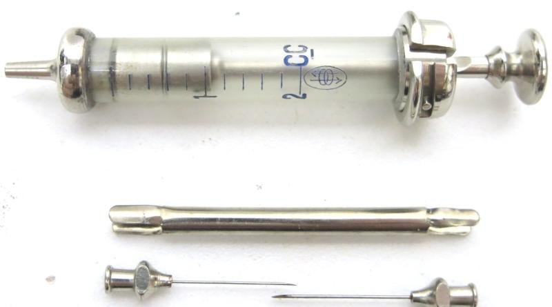 German Wehrmacht Medical 2 cc Original Record Spritze Syringe Complete Set Mint Unused In Metal Box. — image 16