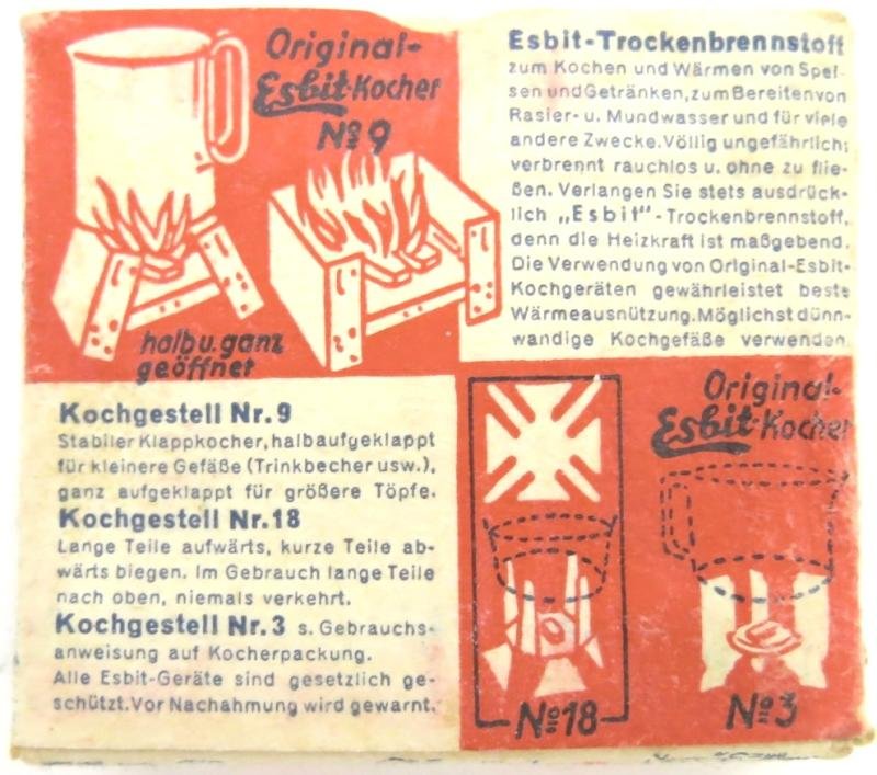German Wehrmacht Esbit Kocher Mod. 9 Fuel Tablets Box Variation 9. — image 6