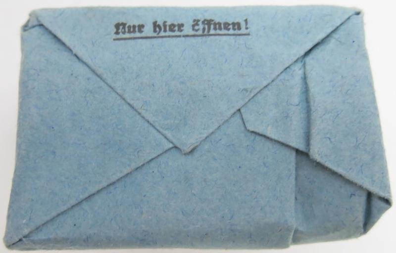 German Wehrmacht Medical 100 g entfettete Watte Wehrkreissanitätspark VI, (Münster, Osnabrück), April. 1944, Mint Unused. — image 4