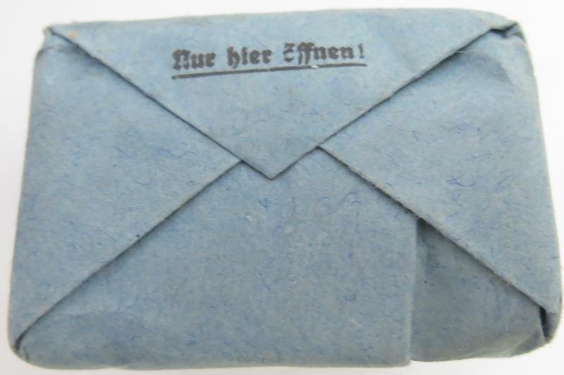 German Wehrmacht Medical 100 g entfettete Watte Wehrkreissanitätspark VI, (Münster, Osnabrück), April. 1944, Mint Unused. — image 4