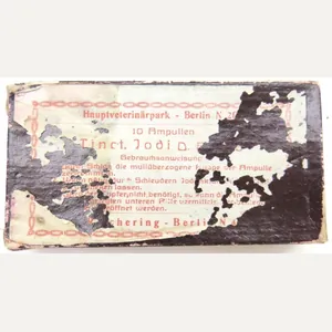 German Wehrmacht 10 Ampullen Jod Hauptveterinärpark - Berlin Empty Cardboard …