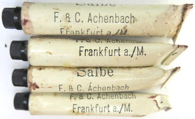 German Wehrmacht Medical Salbe Tin Full With Its Four Original Salbe Tubes, This Is Very Rare To Find. — image 10
