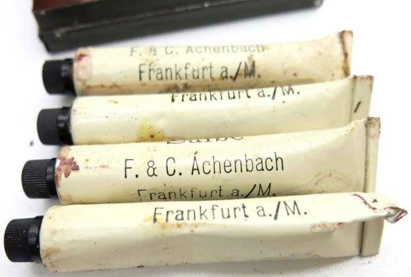 German Wehrmacht Medical Salbe Tin Full With Its Four Original Salbe Tubes, This Is Very Rare To Find. — image 11