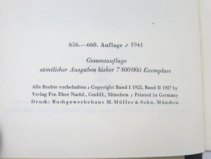Mein Kampf Book Hochzeitsausgabe Kriegsausgabe Wedding War Edition 1941 With The München Gold Shield On The Cover, Mint, Unused. — image 10