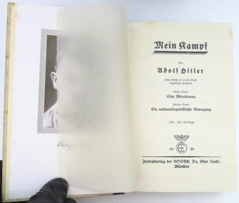 Mein Kampf Book Hochzeitsausgabe Wedding Edition 1939 With City Or Region Gold Shield On The Cover, Mint, Unused And Complete With Case. — image 8