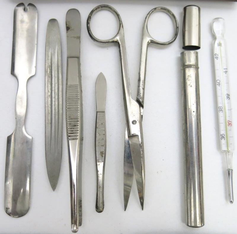 German Wehrmacht Sanitäter Kleines Feldbesteck Medical Tools Small Pouch BOTT & WALLA MÜNCHEN, Rare Maker, Complete Set. — image 12