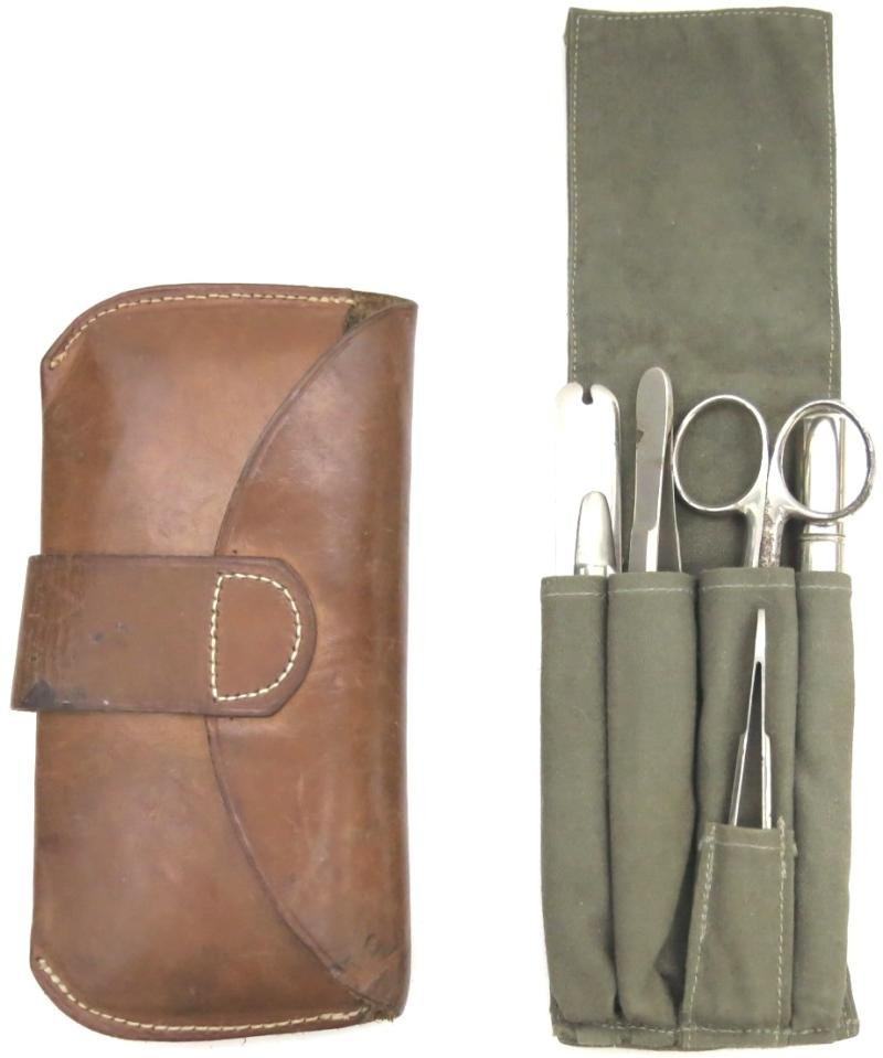 German Wehrmacht Sanitäter Kleines Feldbesteck Medical Tools Small Pouch BOTT & WALLA MÜNCHEN, Rare Maker, Complete Set. — image 9
