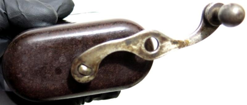 German Wehrmacht Reddish Bakelite Coffee Grinder Mint Condition Double BO Garantie Stamp, Sand Mixed Bakelite. — image 6