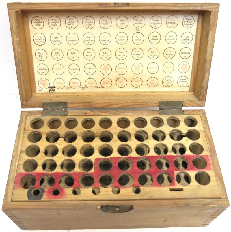 German Wehrmacht Einheitstablettenkasten Pill Box, Empty, But Complete With Rack And Label. — image 8