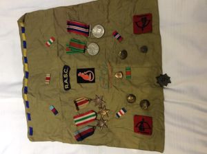 WW2 8th Army Desert Rats Medals , Tapestry and badges