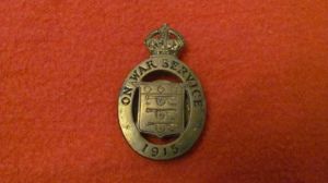 WW1 on War service badge 1915