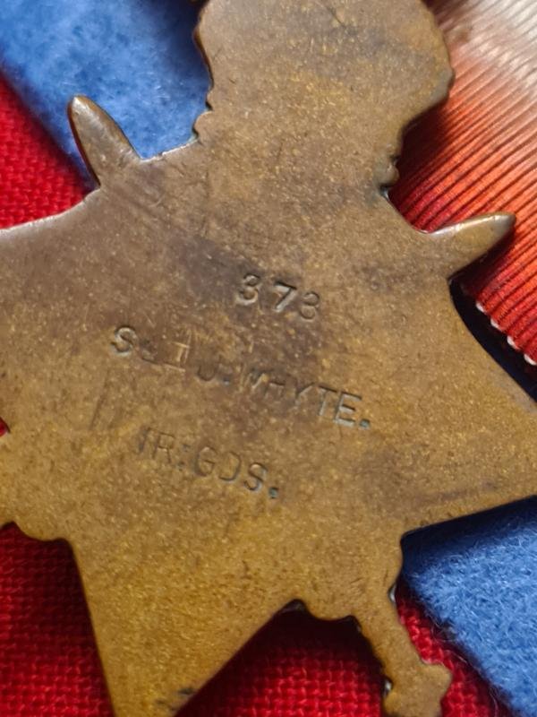 Irish Guards, A/RSM James Whyte 1914 Star Trio — image 4