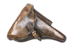 Rare pre war brown leather P08 holster marked Carl Heinichen, …