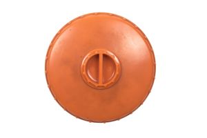 Orange bakelite salt container marked amh/k