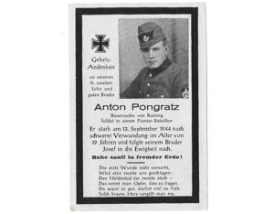 Warschau deathcard Pionier Anton Pongratz killed 16.9.1944