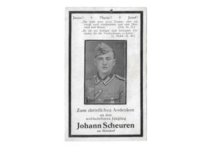 Belgian death card Johann Scheuren KIA 18.3.1943