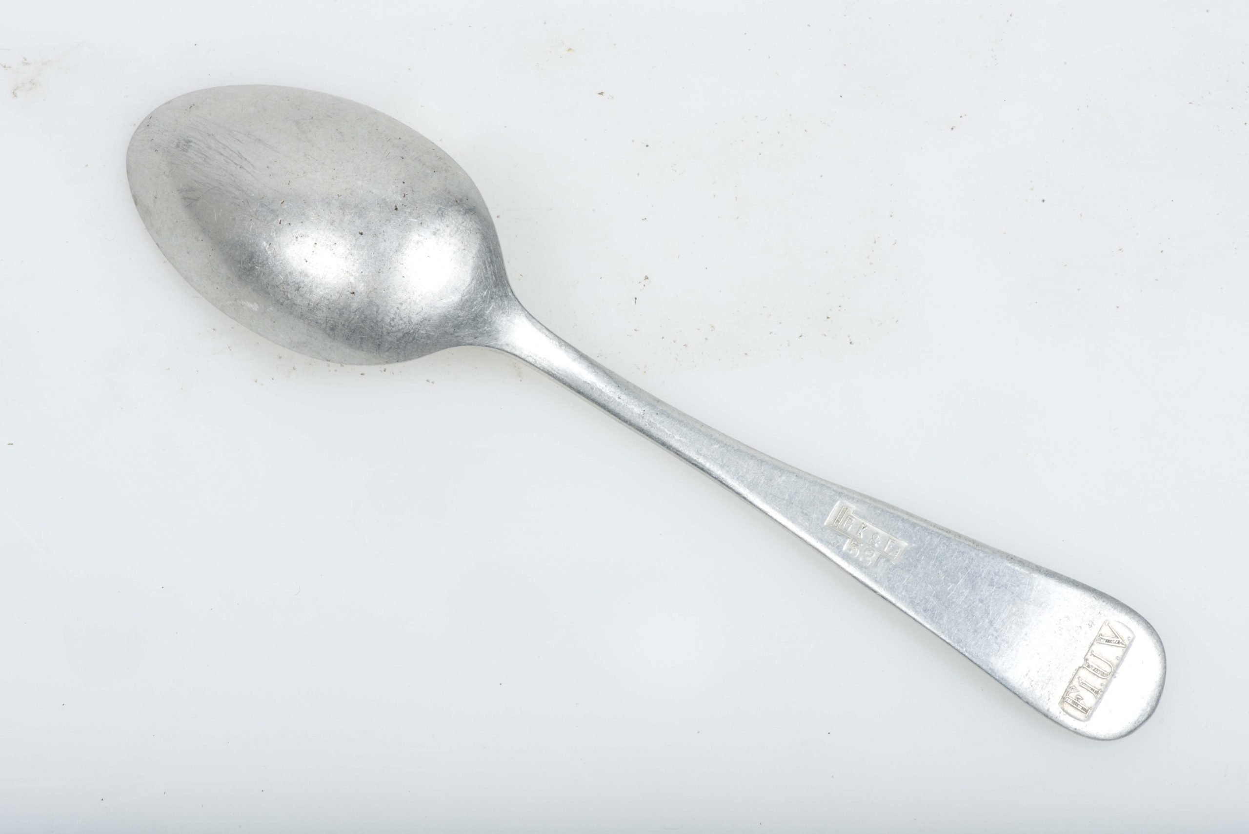 Aluminum Luftwaffe tea spoon marked FLUV and IGK & F 38 — image 2