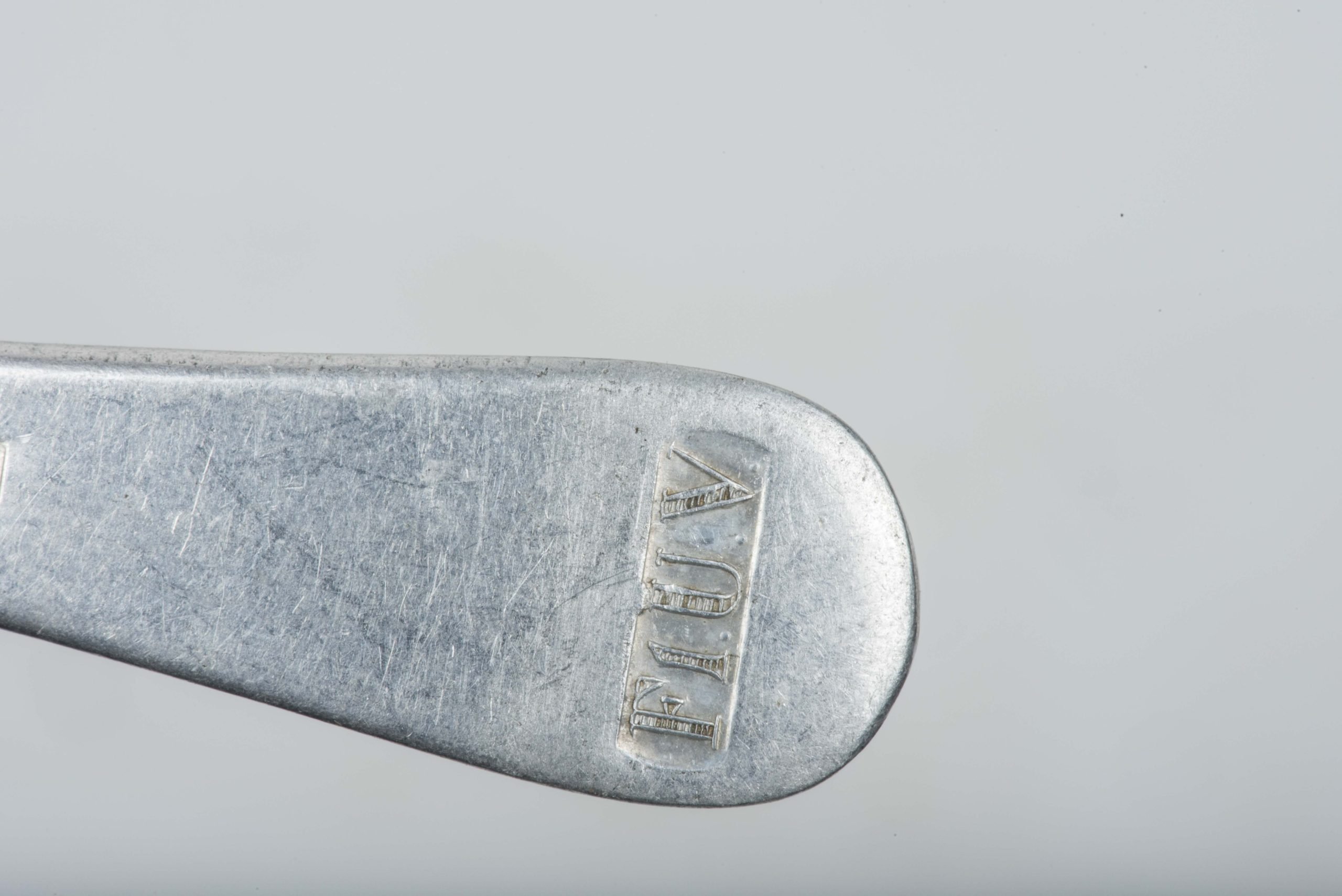 Aluminum Luftwaffe tea spoon marked FLUV and IGK & F 38 — image 4