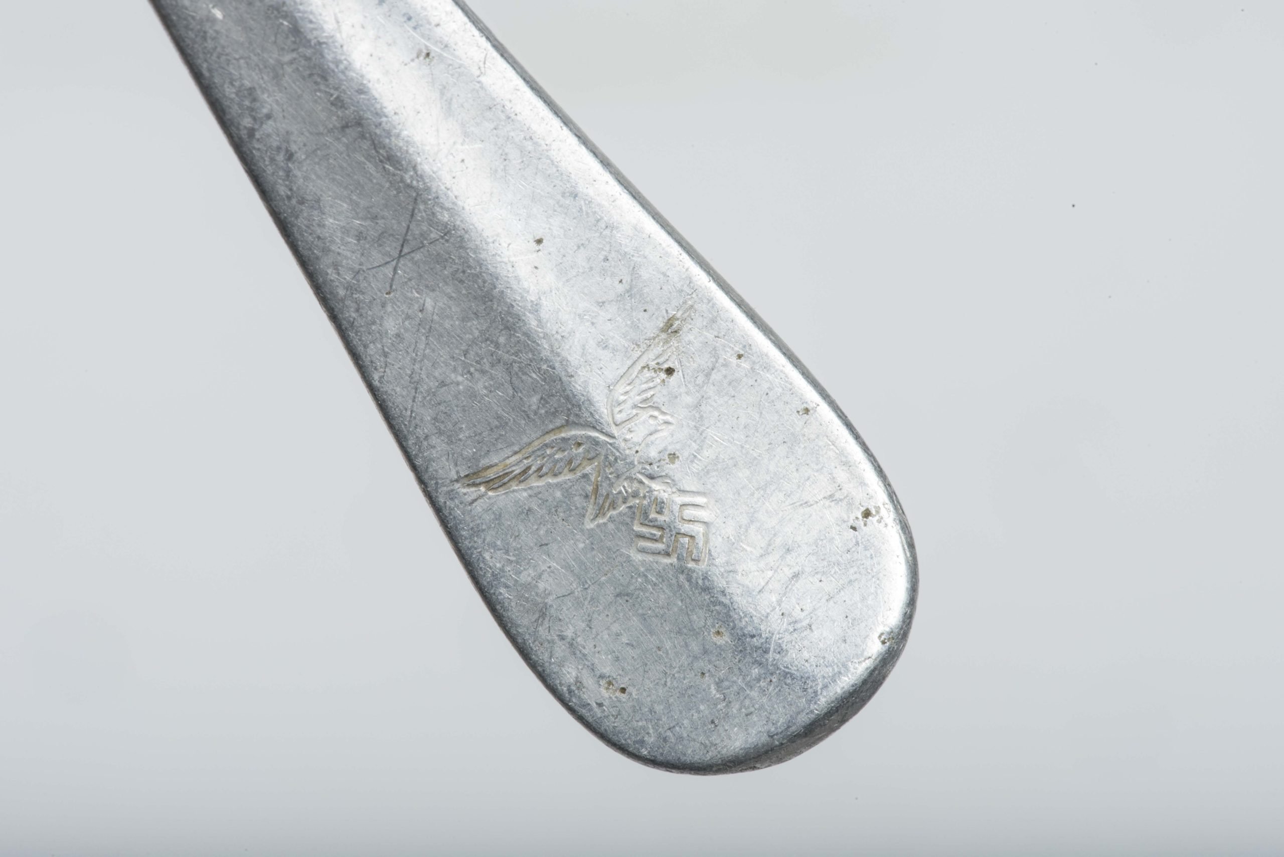 Aluminum Luftwaffe tea spoon marked FLUV and IGK & F 38 — image 2
