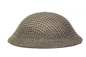 Canadian MKII helmet marked gsw 1942 with two-tone camouflage net