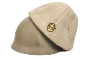 Untouched Japanese Type 90 IJA Navy landing helmet with cover