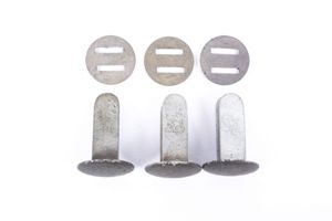 Set of three unissued helmet rivets marked D&C 1942