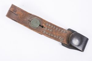 Pre war leather short gasmask canister strap