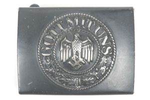Late war blue Heer belt buckle marked JFS with red …