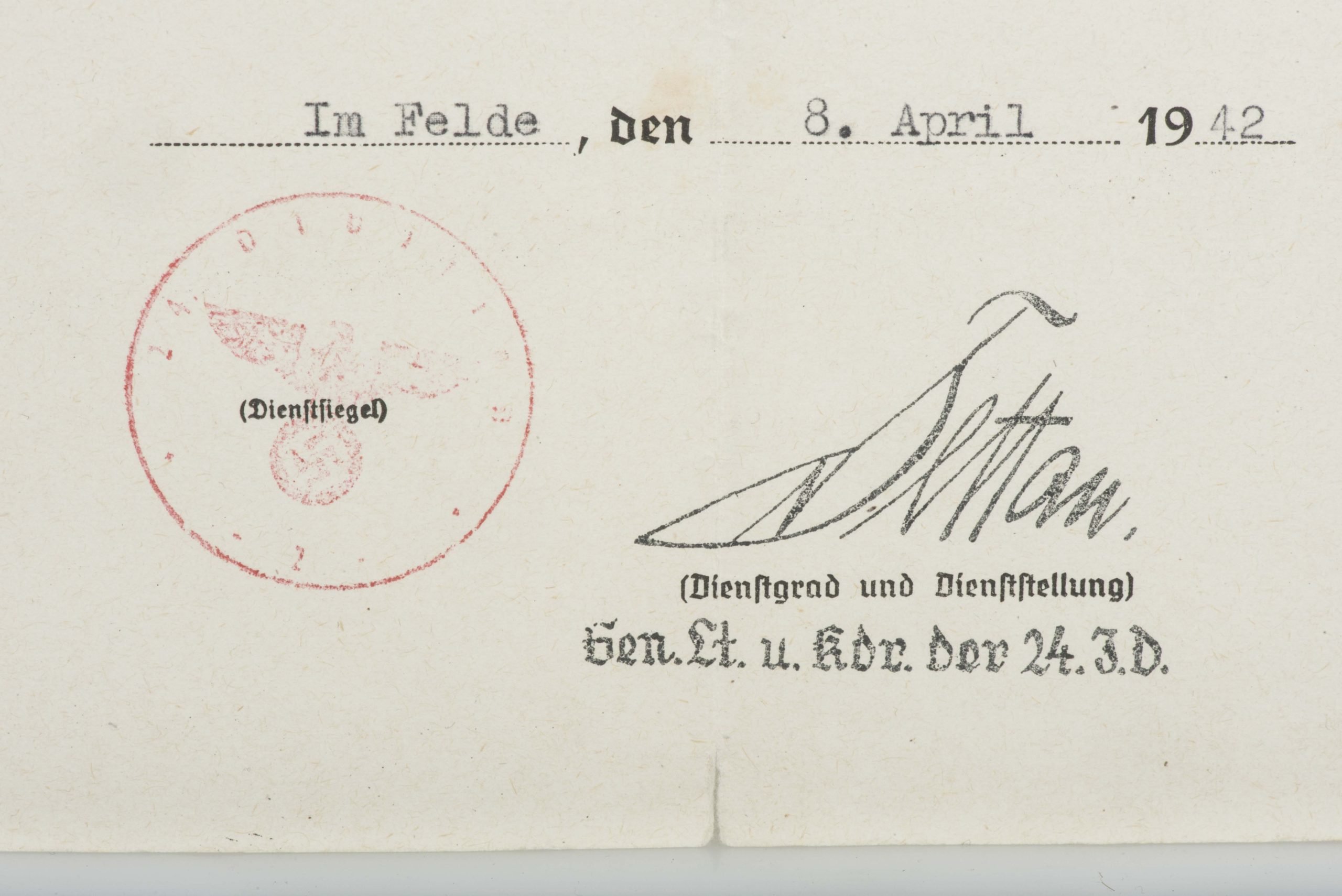 War merit cross with swords second class or KVK2 award document to Gefreiten Rudolf Fischer, 8. / Inf.Rgt. 102 — image 4