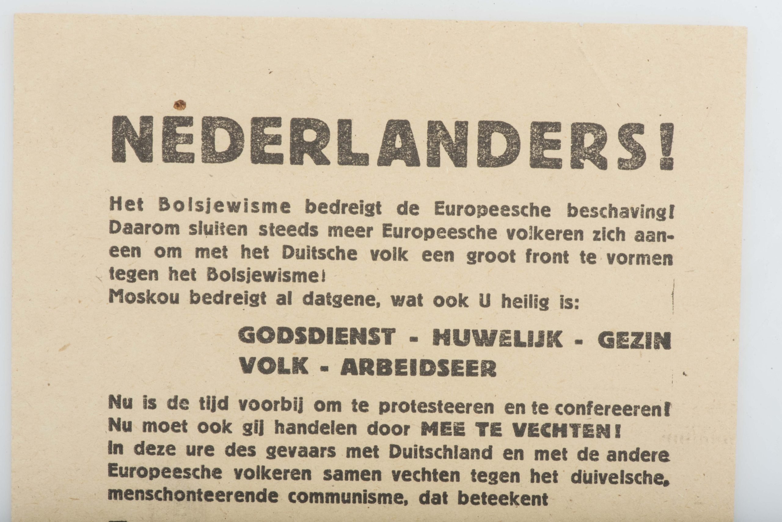 Dutch Waffen-SS recruitment flyer Nederlanders! Neemt dienst in het Vrijwilligers-Legioen Nederland — image 2