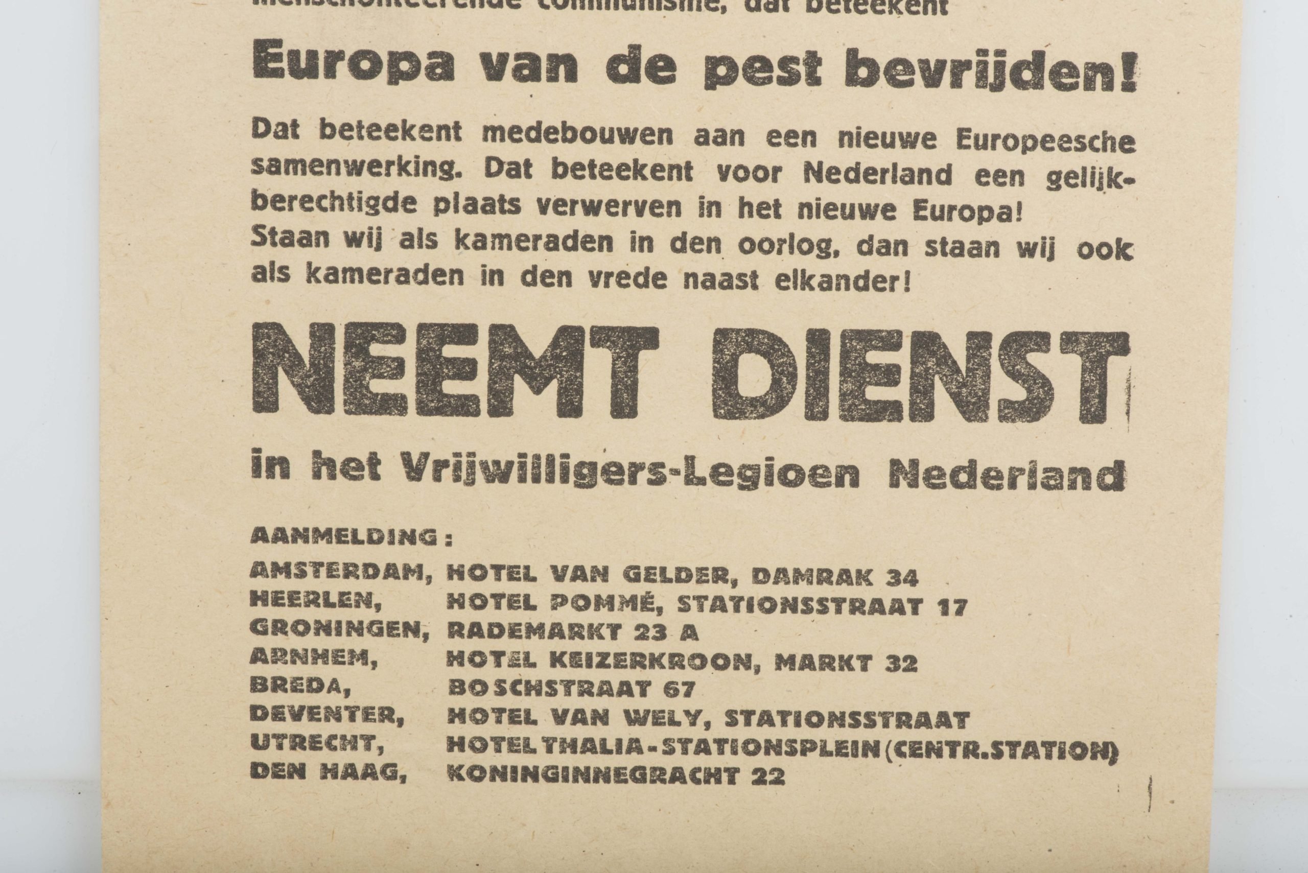 Dutch Waffen-SS recruitment flyer Nederlanders! Neemt dienst in het Vrijwilligers-Legioen Nederland — image 3