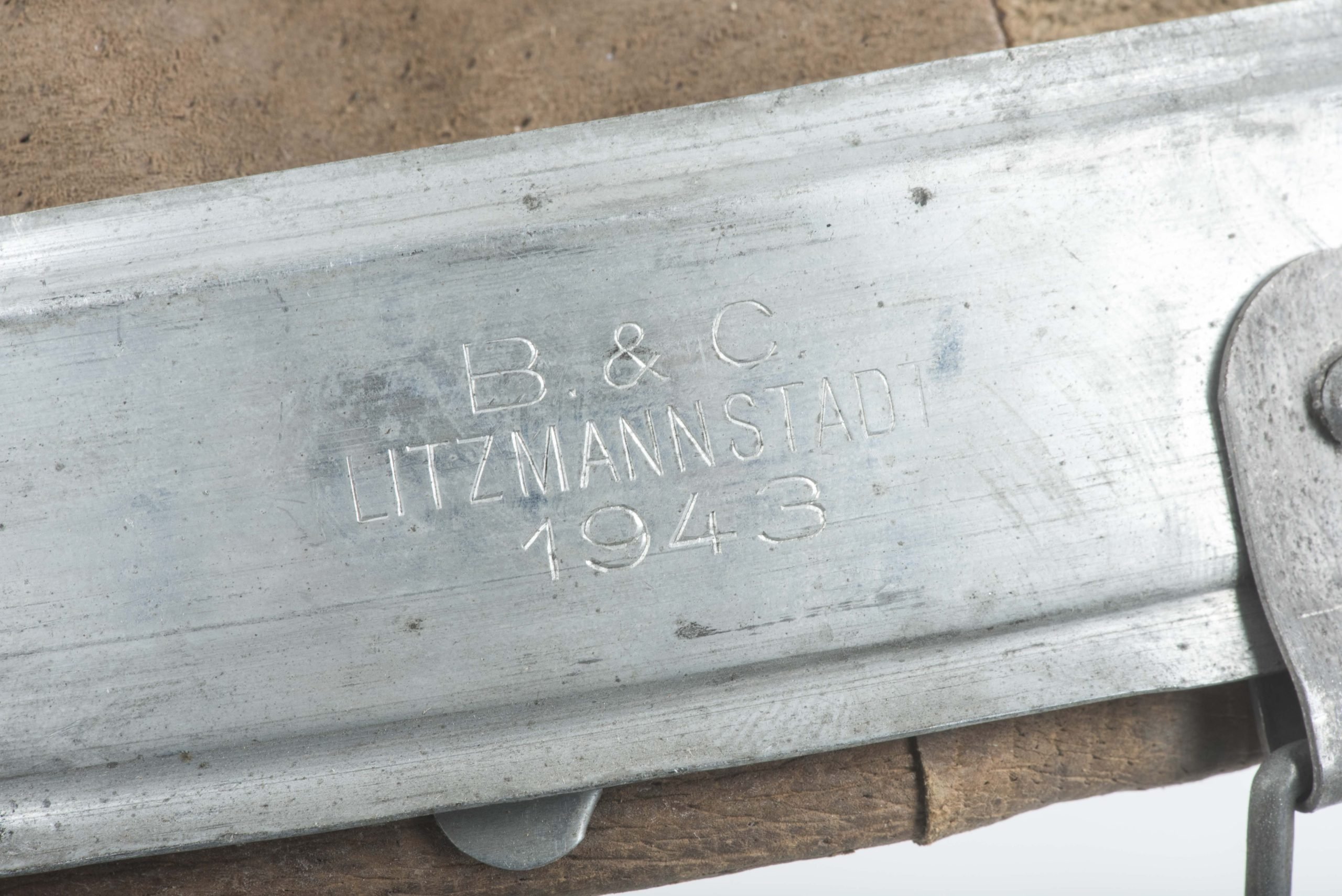 German helmet liner marked B&C Litzmannstadt 1943 size 64/56 — image 5