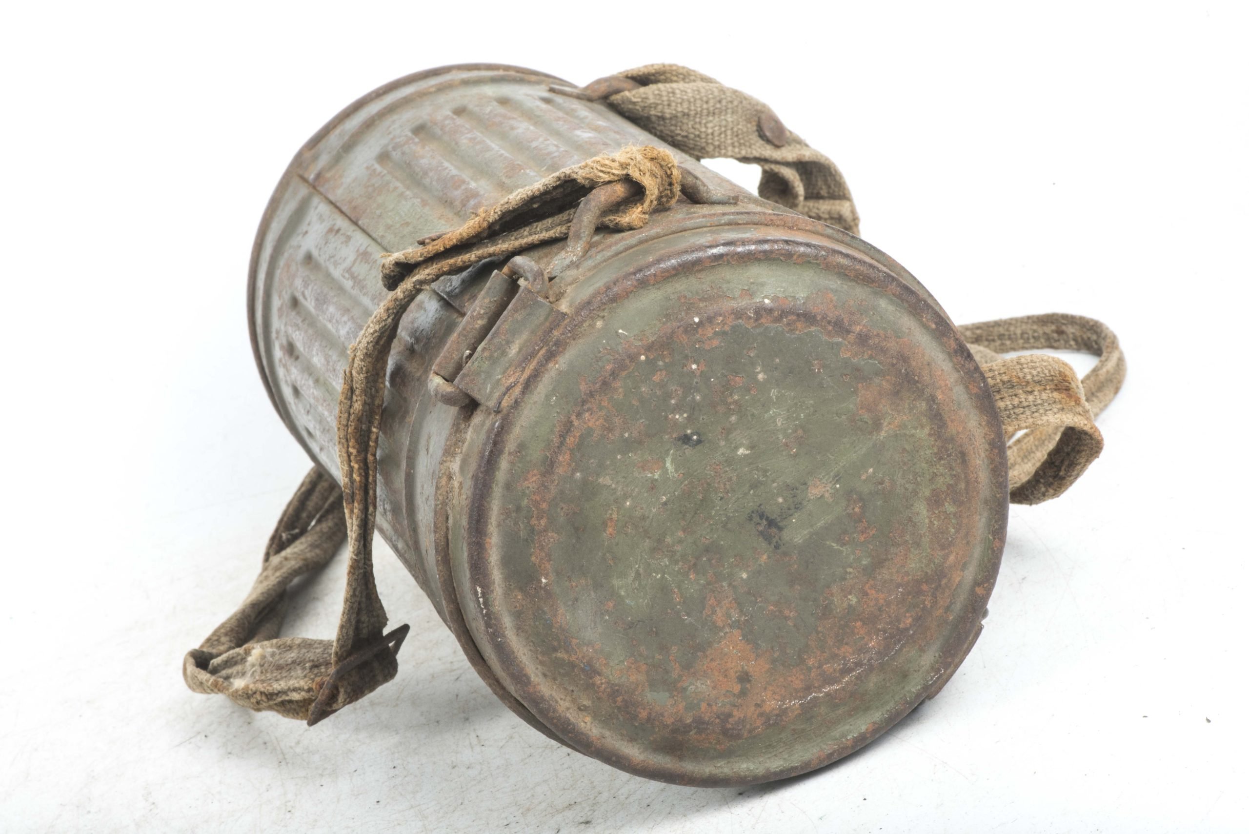 Short M38 gasmask canister in brush painted three-tone camouflage paint — image 12