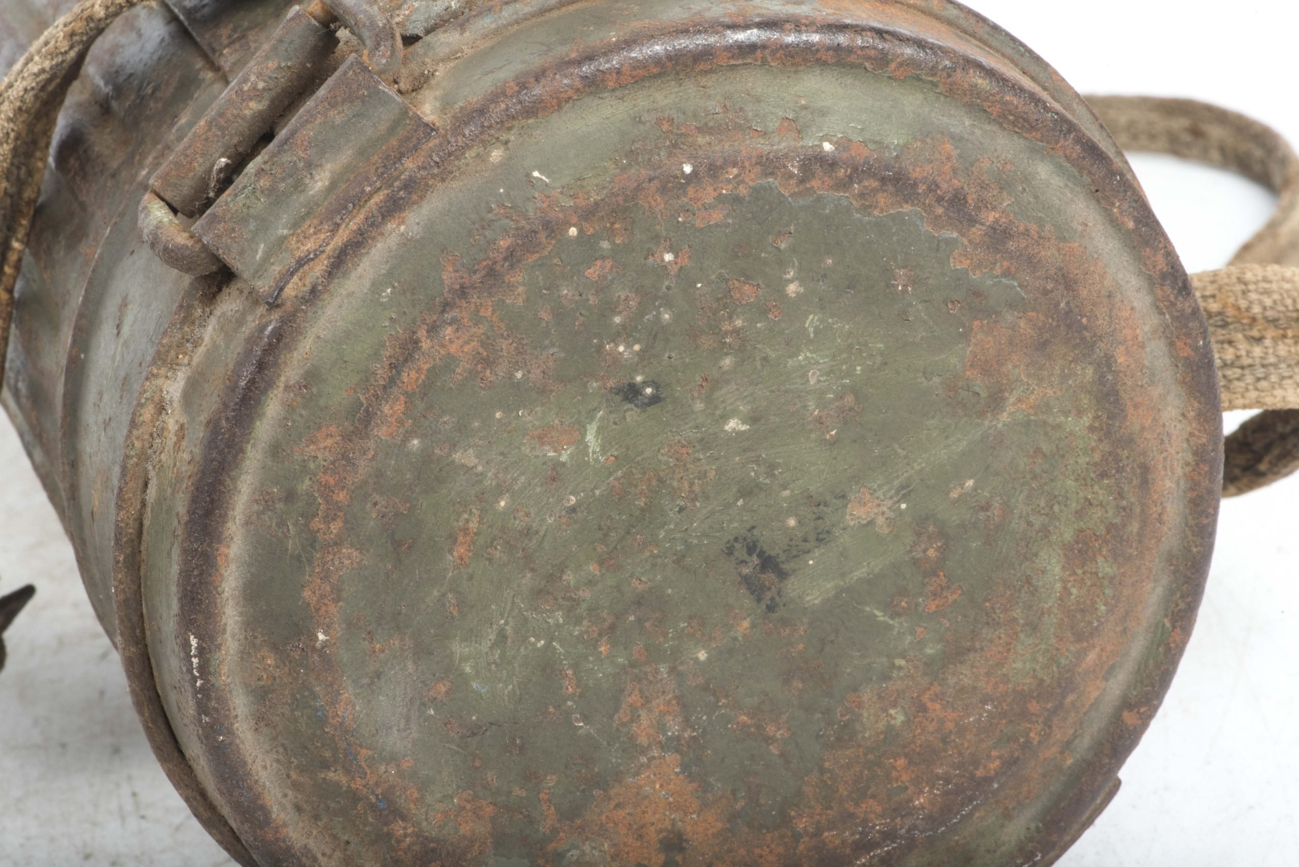 Short M38 gasmask canister in brush painted three-tone camouflage paint — image 13