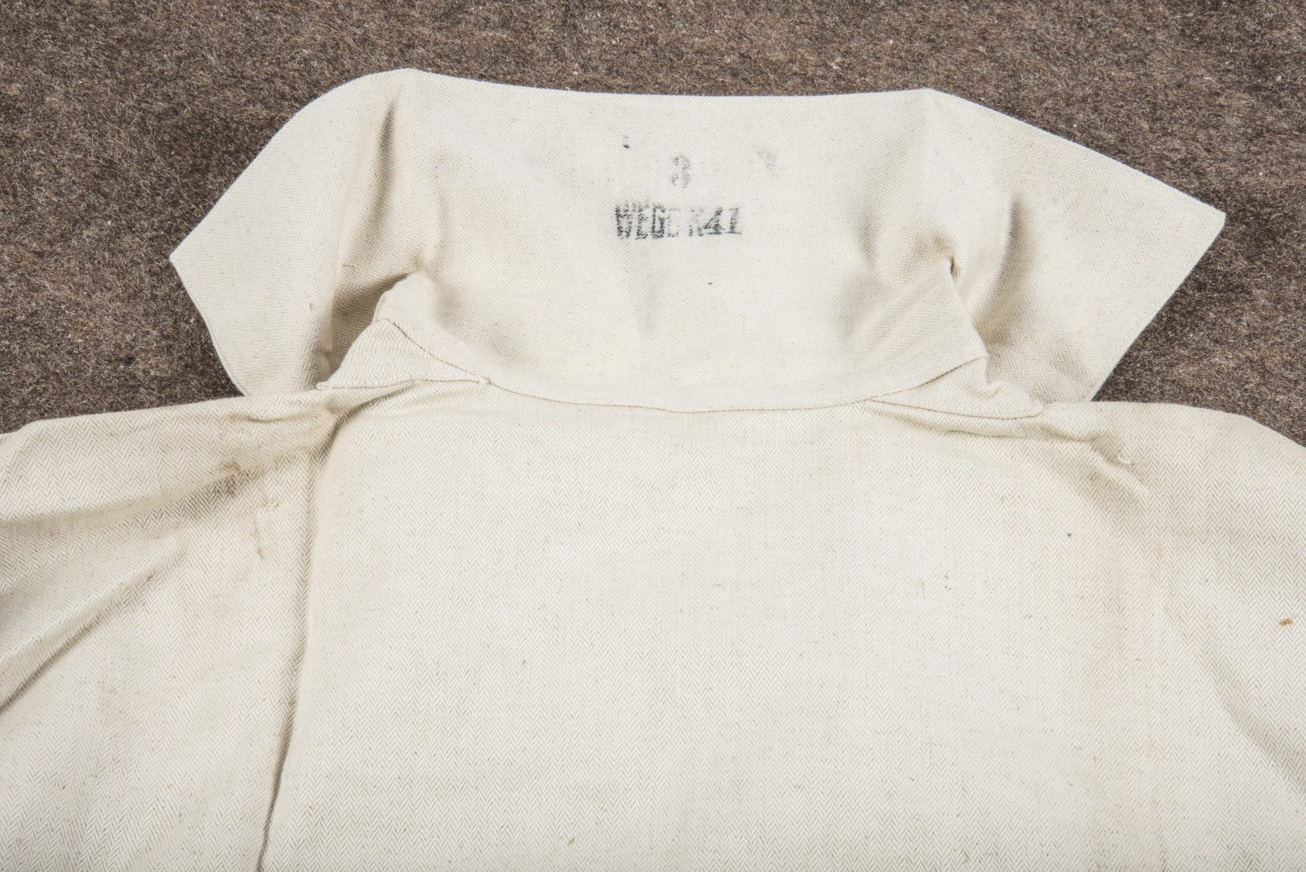 Unissued Kriegsmarine HBT work shirt marked 3 WEGO K41 — image 6
