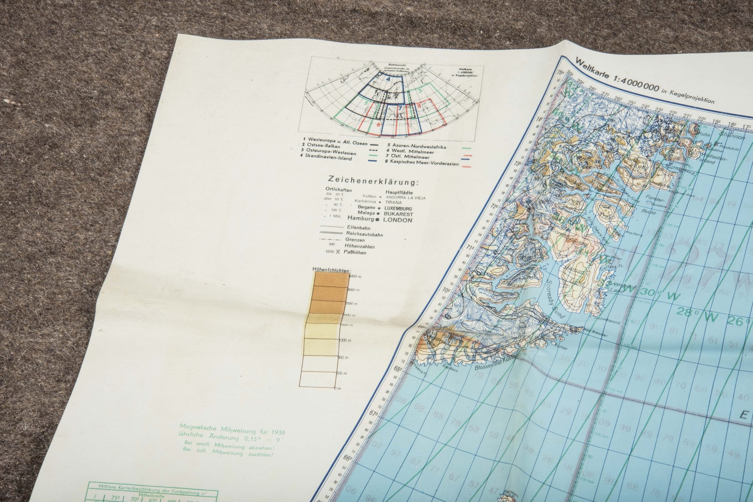 German 1:4 000 0000 flight map Westeuropa u. Atl Ozean — image 10