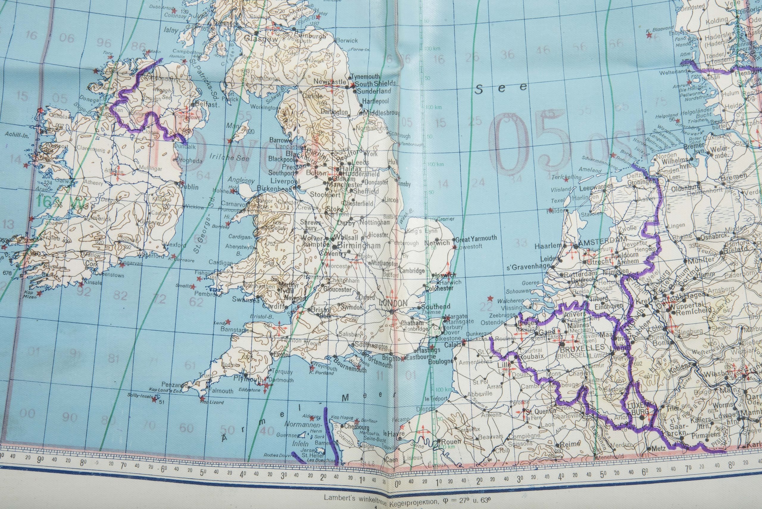 German 1:4 000 0000 flight map Westeuropa u. Atl Ozean — image 13