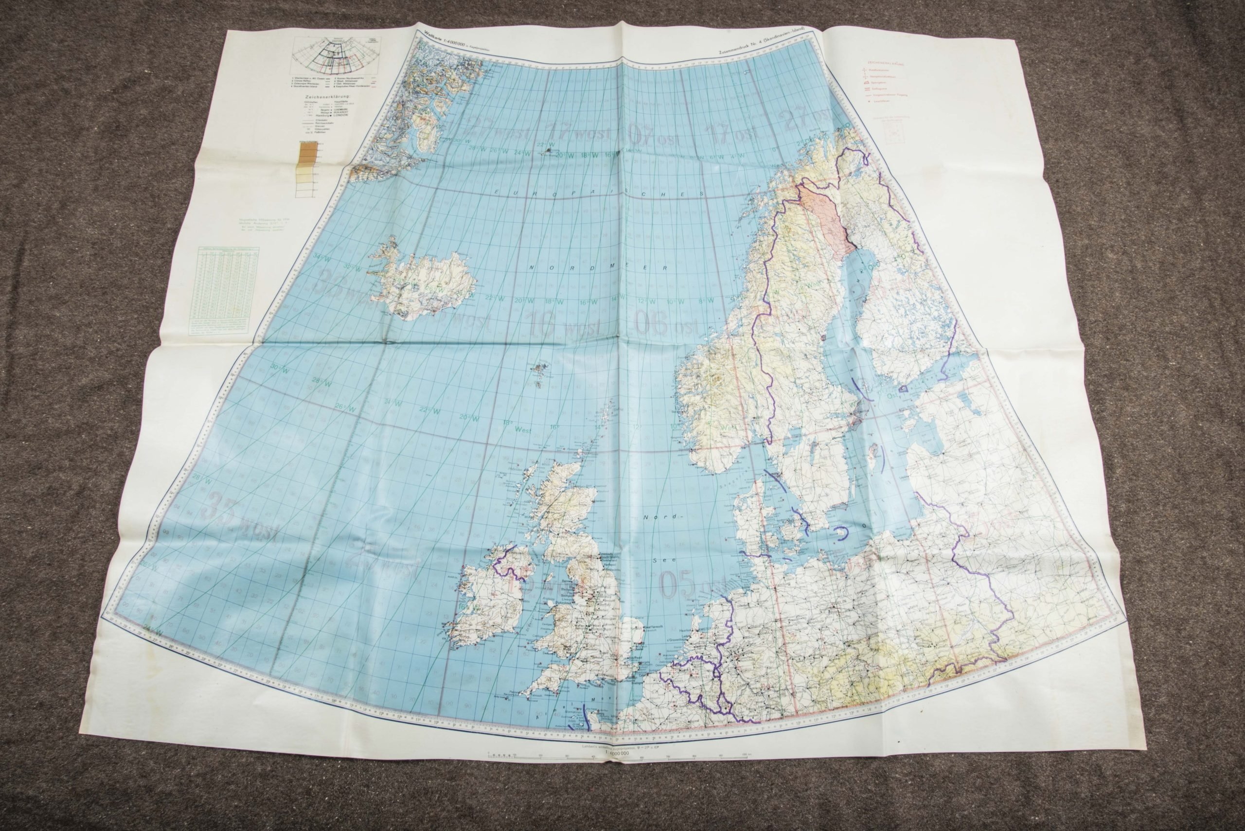 German 1:4 000 0000 flight map Westeuropa u. Atl Ozean — image 9