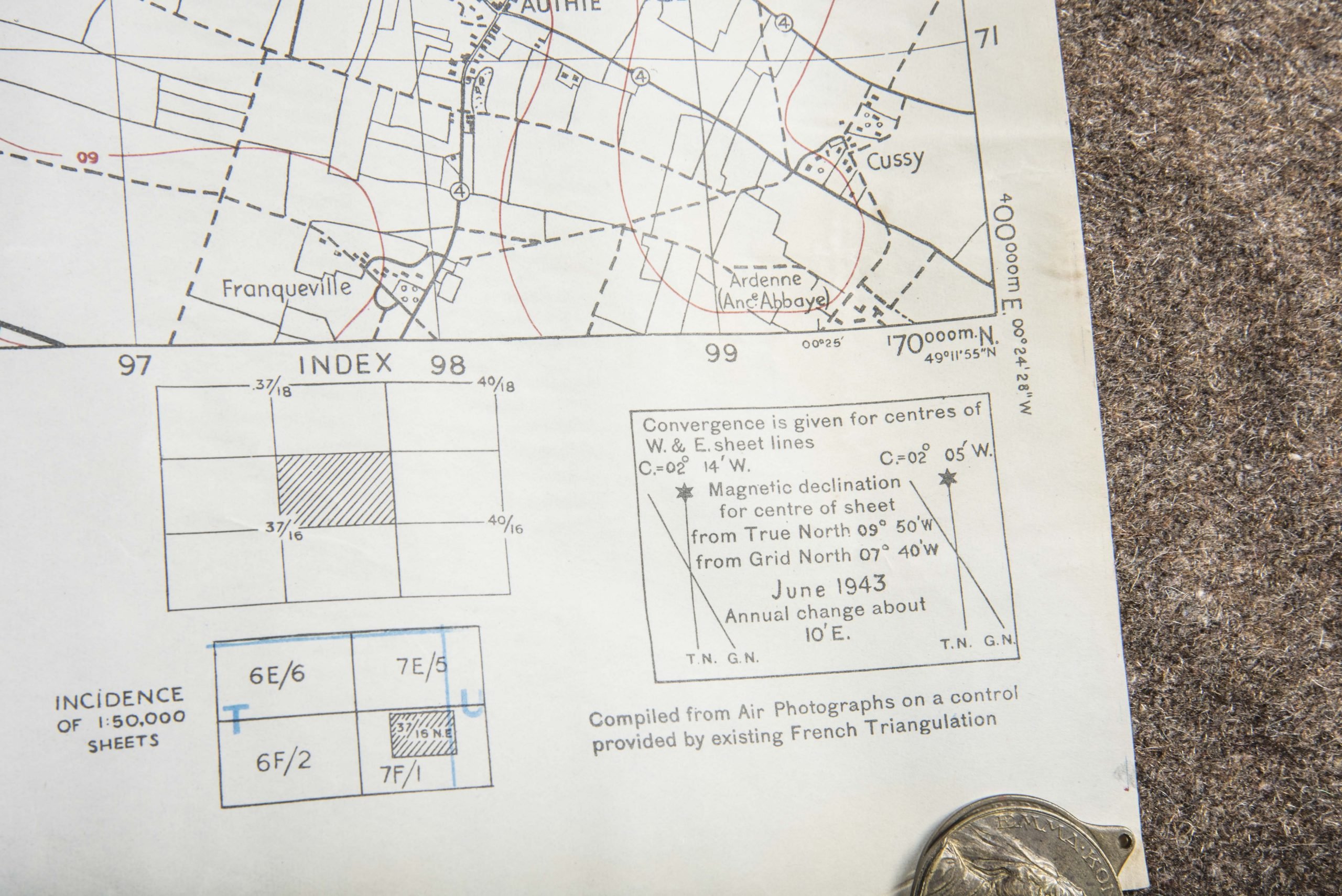 British 1:25 000 map Thaon, Bretteville, Buron, Rots, Abbaye d'Ardenne — image 13