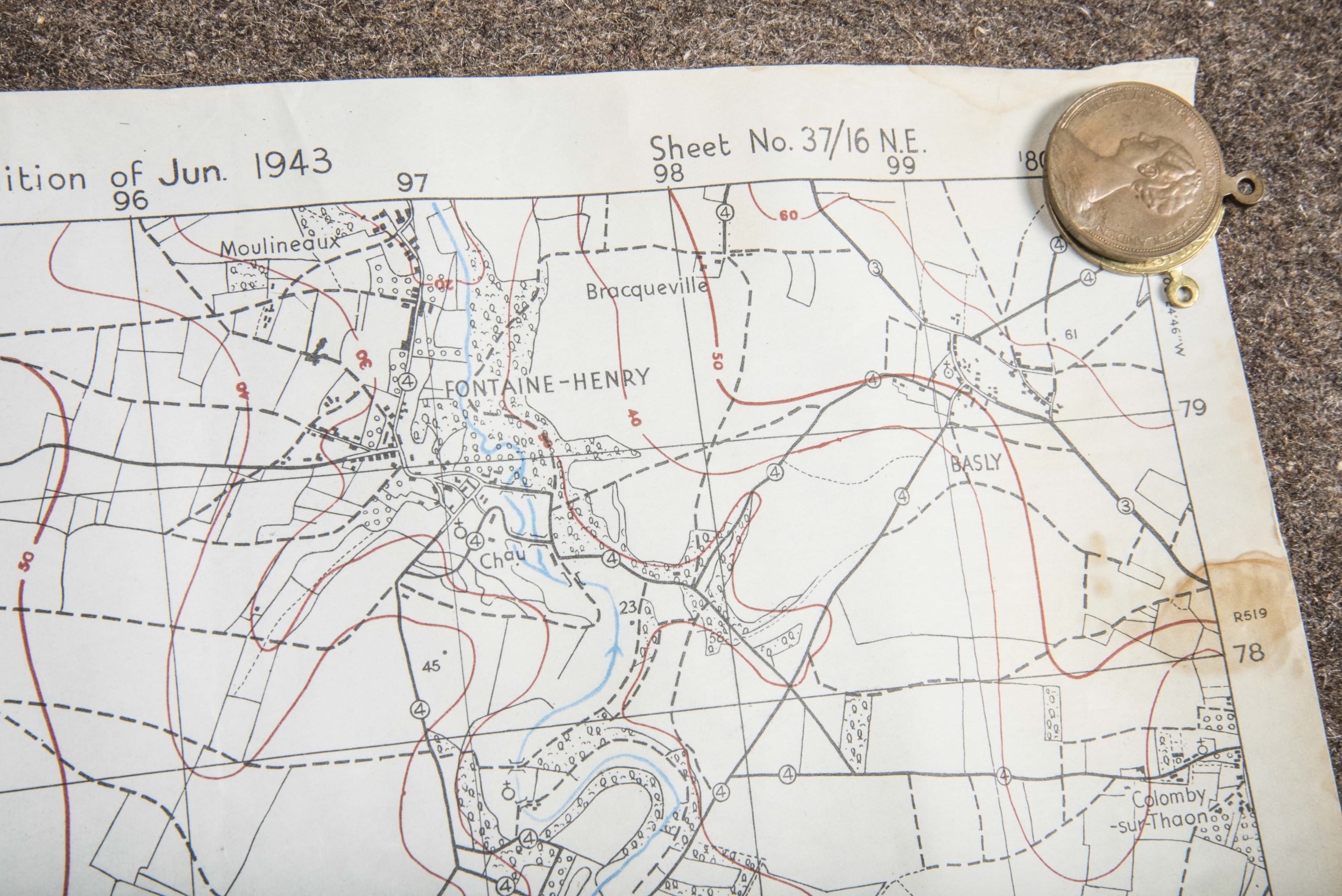 British 1:25 000 map Thaon, Bretteville, Buron, Rots, Abbaye d'Ardenne — image 3