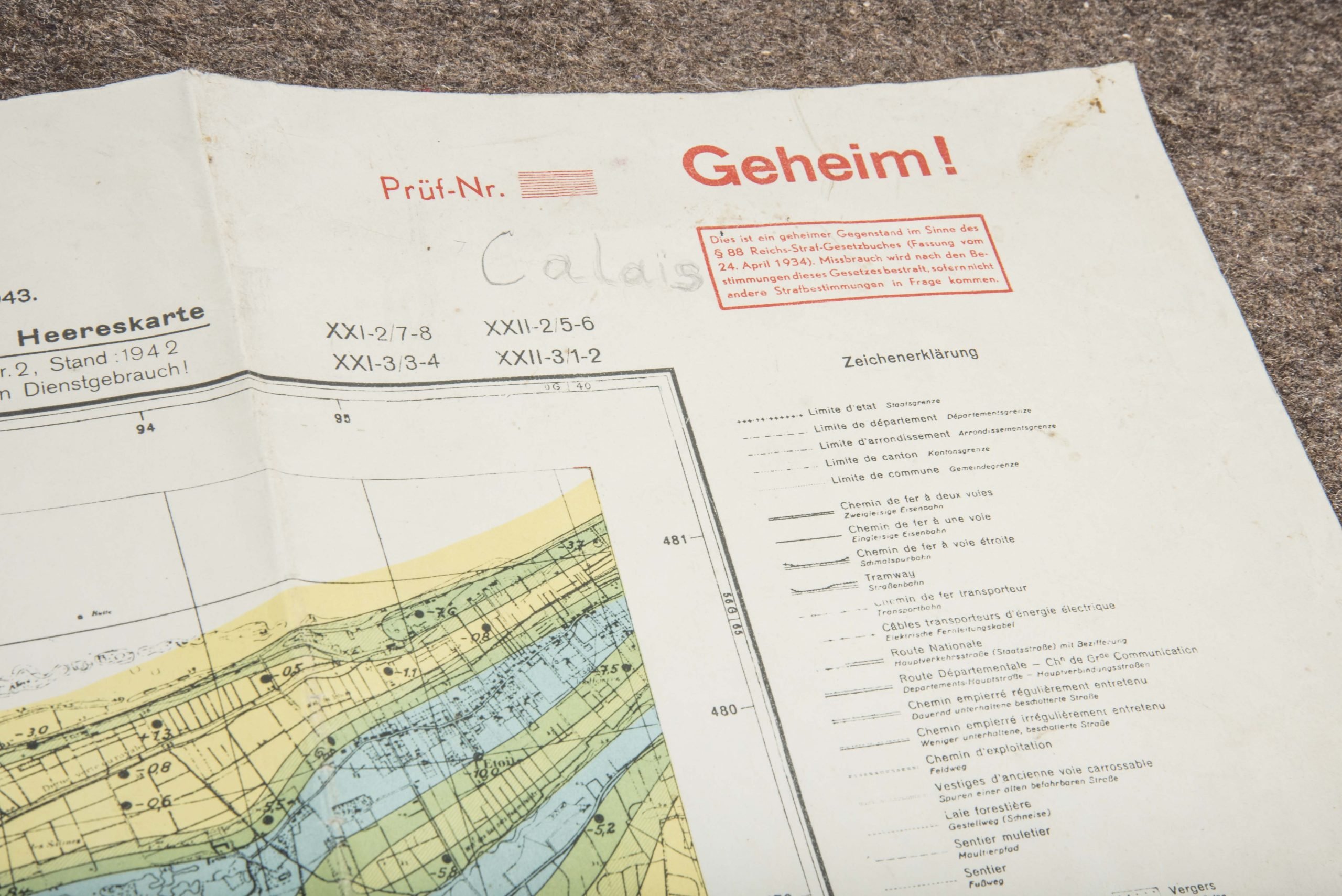 German 1:25 000 map Calais, Geheim — image 5