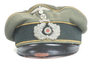 Untouched Heer EM / NCO crushed cavalry visor with skull
