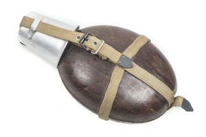 Late war coconut canteen marked HRE 43 with unpainted aluminium …