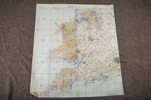 Luftwaffe laminated Fliegerkarte 1:250 000 – Midlands, Wales, London, Bristol, …