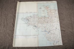 Luftwaffe laminated Fliegerkarte 1:500 000 – Rennes, Brest, Lorient, Cherbourg, …